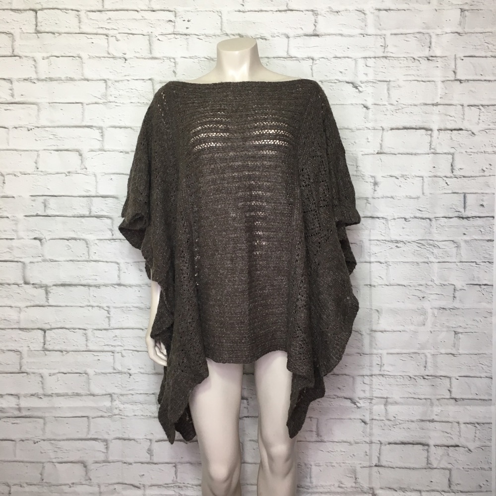 Free People Brown Knit Poncho